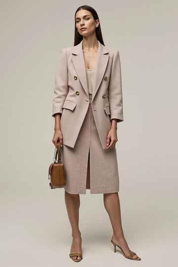 Gery Pink 2 Piece Sheath Notched Lapel Work Dress